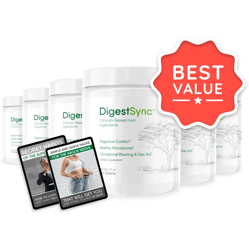 DigestSync Natural Gut & Digestive Formula — 6 Bottle / 180 Day Pack